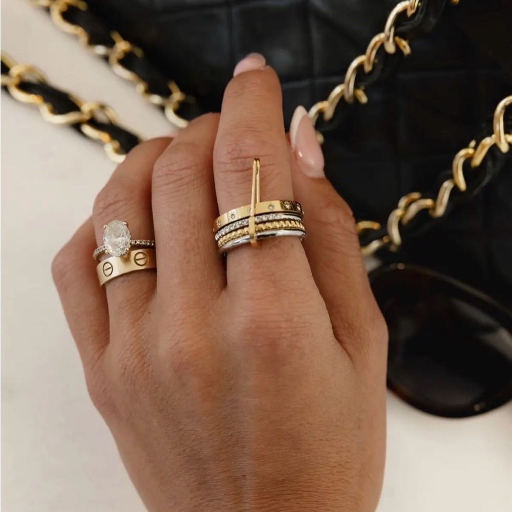 18k gold filled  Gold and Silver Ring Set